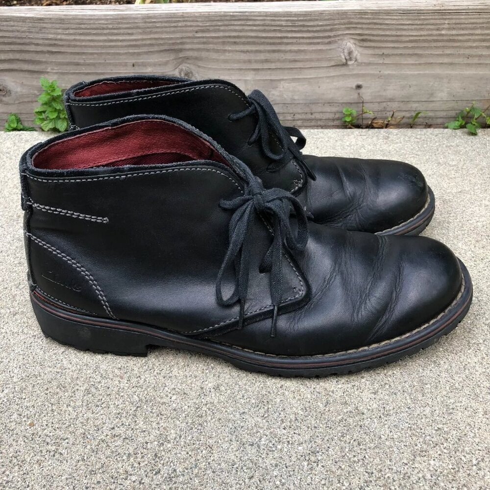 CLARKS Roar Chukka Boots Men's 12 M Black Leather Lace Up Shoes 86120 Waterproof
